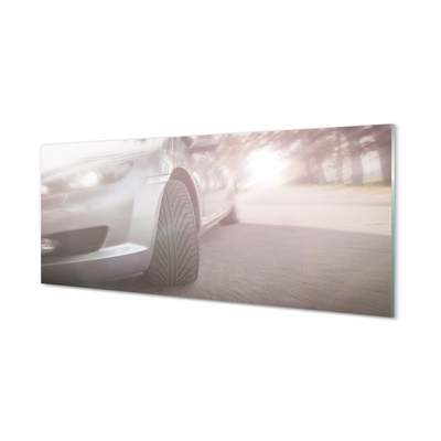 Tableaux sur verre acrylique Arbre argent rue voiture