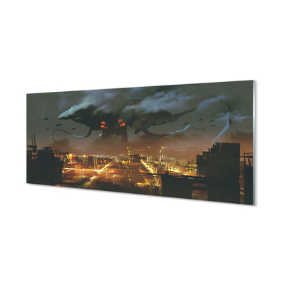 Tableaux sur verre acrylique Ville la nuit du monstre de fumée