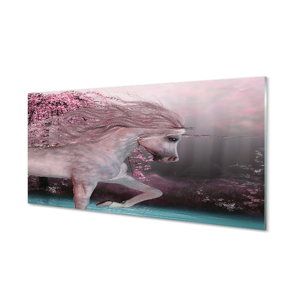 Tableaux sur verre acrylique Lac unicorn arbres