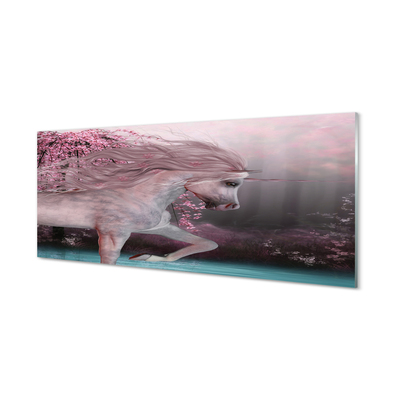 Tableaux sur verre acrylique Lac unicorn arbres