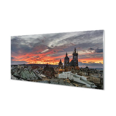 Tableaux sur verre acrylique Panorama cracovie sunset