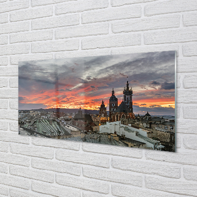 Tableaux sur verre acrylique Panorama cracovie sunset