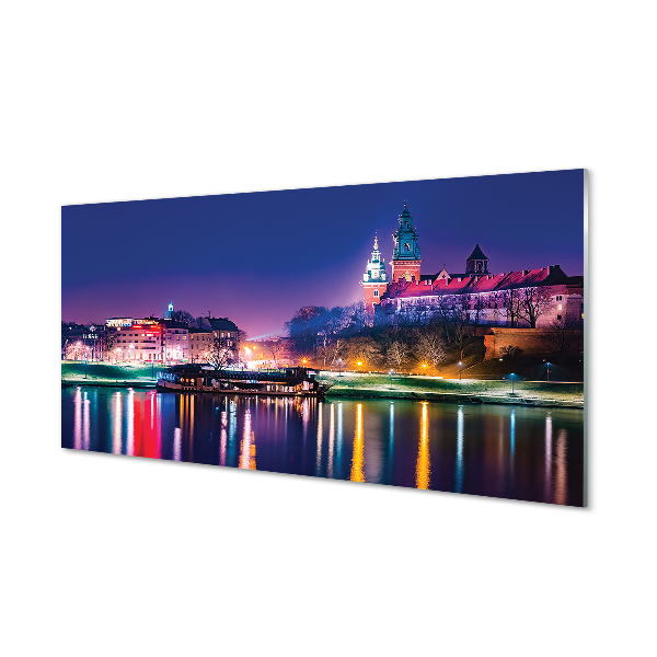 Tableaux sur verre acrylique Cracovie river city nuit