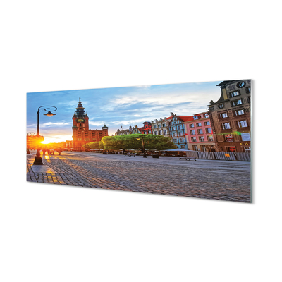 Tableaux sur verre acrylique Gdańsk vieux lever du soleil ville