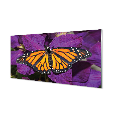 Tableaux sur verre acrylique Fleurs papillon coloré