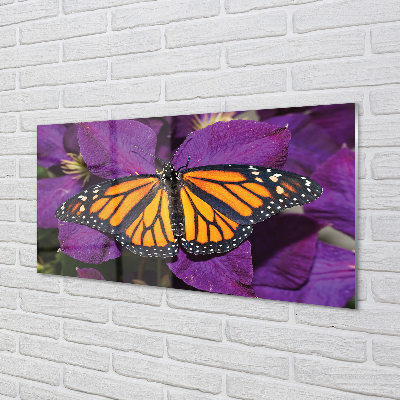 Tableaux sur verre acrylique Fleurs papillon coloré