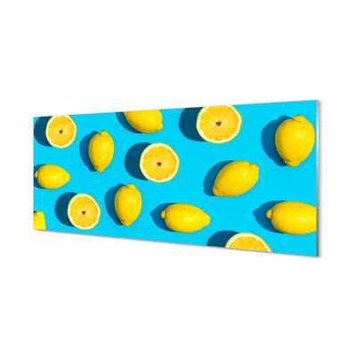 Tableaux sur verre acrylique Les citrons sur un fond bleu
