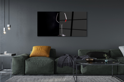Tableaux sur verre acrylique Fond noir avec un verre de vin
