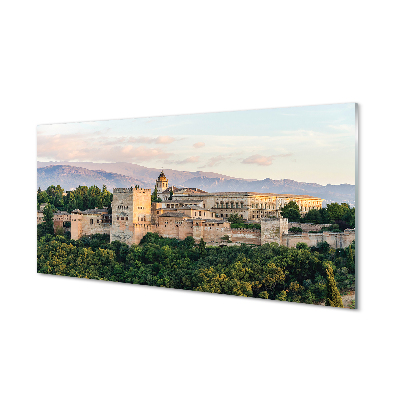 Tableaux sur verre acrylique Espagne château forêt de montagne