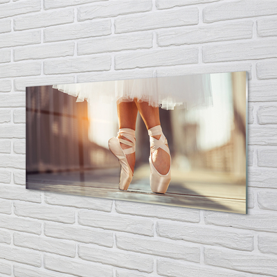 Tableaux sur verre acrylique Chaussures de ballet blanc les jambes de femme