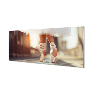 Tableaux sur verre acrylique Chaussures de ballet blanc les jambes de femme
