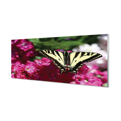 Tableaux sur verre acrylique Papillon fleurs