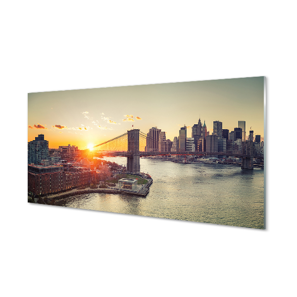 Tableaux sur verre acrylique Pont de la rivière le lever du soleil