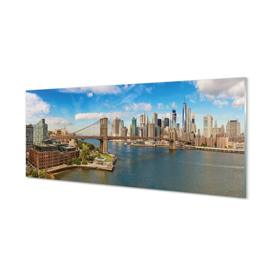 Tableaux sur verre acrylique Panorama pont des gratte-ciel