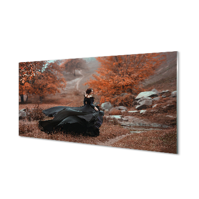 Tableaux sur verre acrylique Montagnes d'automne des femmes