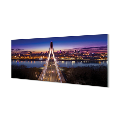 Tableaux sur verre acrylique Pont de la rivière panoramique varsovie
