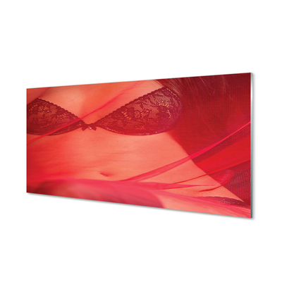 Tableaux sur verre acrylique Femme en tulle rouge
