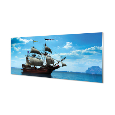 Tableaux sur verre acrylique Le ciel nuages ​​navire mer
