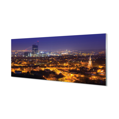 Tableaux sur verre acrylique Ville de gdańsk panorama nocturne