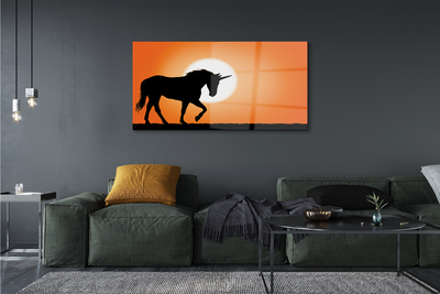 Tableaux sur verre acrylique Sunset unicorn