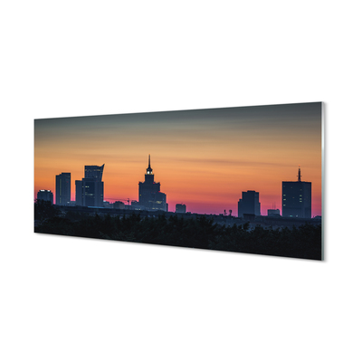 Tableaux sur verre acrylique Panorama sunset de varsovie