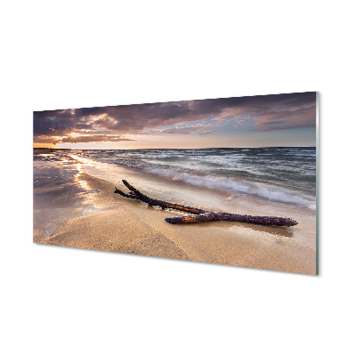 Tableaux sur verre acrylique Gdańsk plage coucher du soleil de la mer