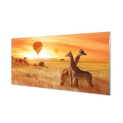 Tableaux sur verre acrylique Ballons ciel girafe