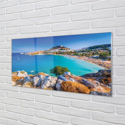 Tableaux sur verre acrylique Panorama de plage de la côte grèce