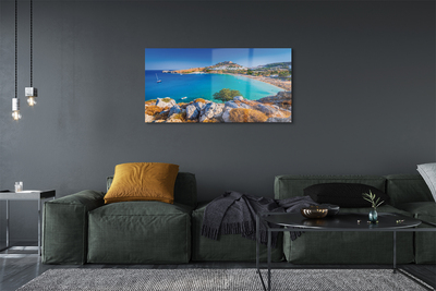Tableaux sur verre acrylique Panorama de plage de la côte grèce