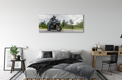 Tableaux sur verre acrylique Ciel nuages ​​route moto