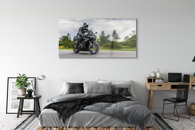 Tableaux sur verre acrylique Ciel nuages ​​route moto