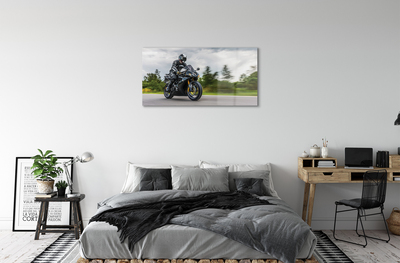 Tableaux sur verre acrylique Ciel nuages ​​route moto