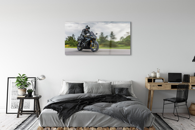 Tableaux sur verre acrylique Ciel nuages ​​route moto