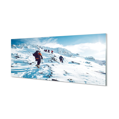 Tableaux sur verre acrylique Escalade les montagnes en hiver