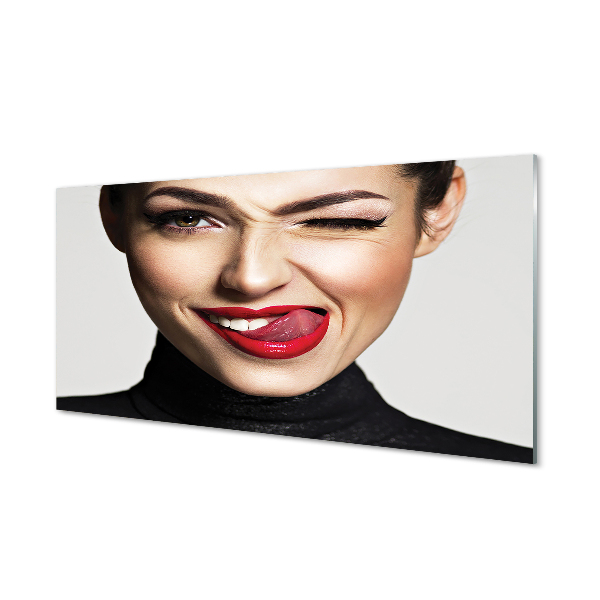 Tableaux sur verre acrylique Lèvres rouges femelles