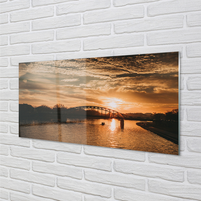 Tableaux sur verre acrylique Coucher du soleil pont de la rivière cracovie
