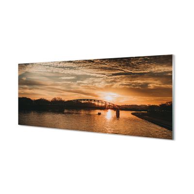 Tableaux sur verre acrylique Coucher du soleil pont de la rivière cracovie