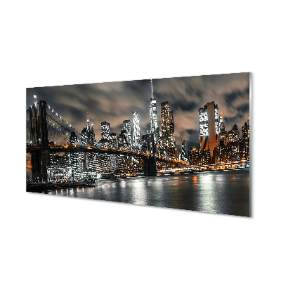 Tableaux sur verre acrylique Pont panorama nocturne