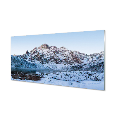 Tableaux sur verre acrylique Lac de montagne d'hiver