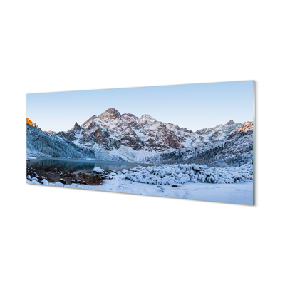 Tableaux sur verre acrylique Lac de montagne d'hiver