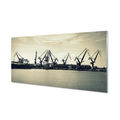 Tableaux sur verre acrylique Rivière gdańsk grues de chantier naval