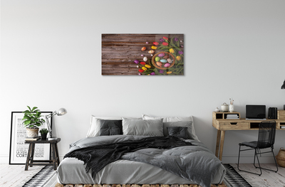 Tableaux sur verre acrylique Planches tulipes oeufs