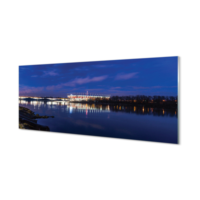 Tableaux sur verre acrylique Rivière stade varsovie pont nuit