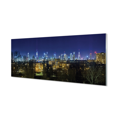 Tableaux sur verre acrylique Panorama de nuit de varsovie