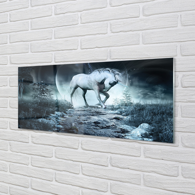 Tableaux sur verre acrylique Forêt unicorn lune