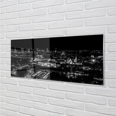 Tableaux sur verre acrylique Panorama nocturne des gratte-ciel de varsovie