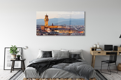 Tableaux sur verre acrylique Panorama coucher du soleil château italie