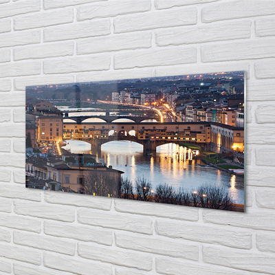 Tableaux sur verre acrylique Rivière italie ponts de nuit