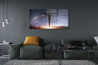 Tableaux sur verre acrylique Jésus crucifié ciel
