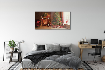 Tableaux sur verre acrylique Cadeaux cheminée lumières de noël